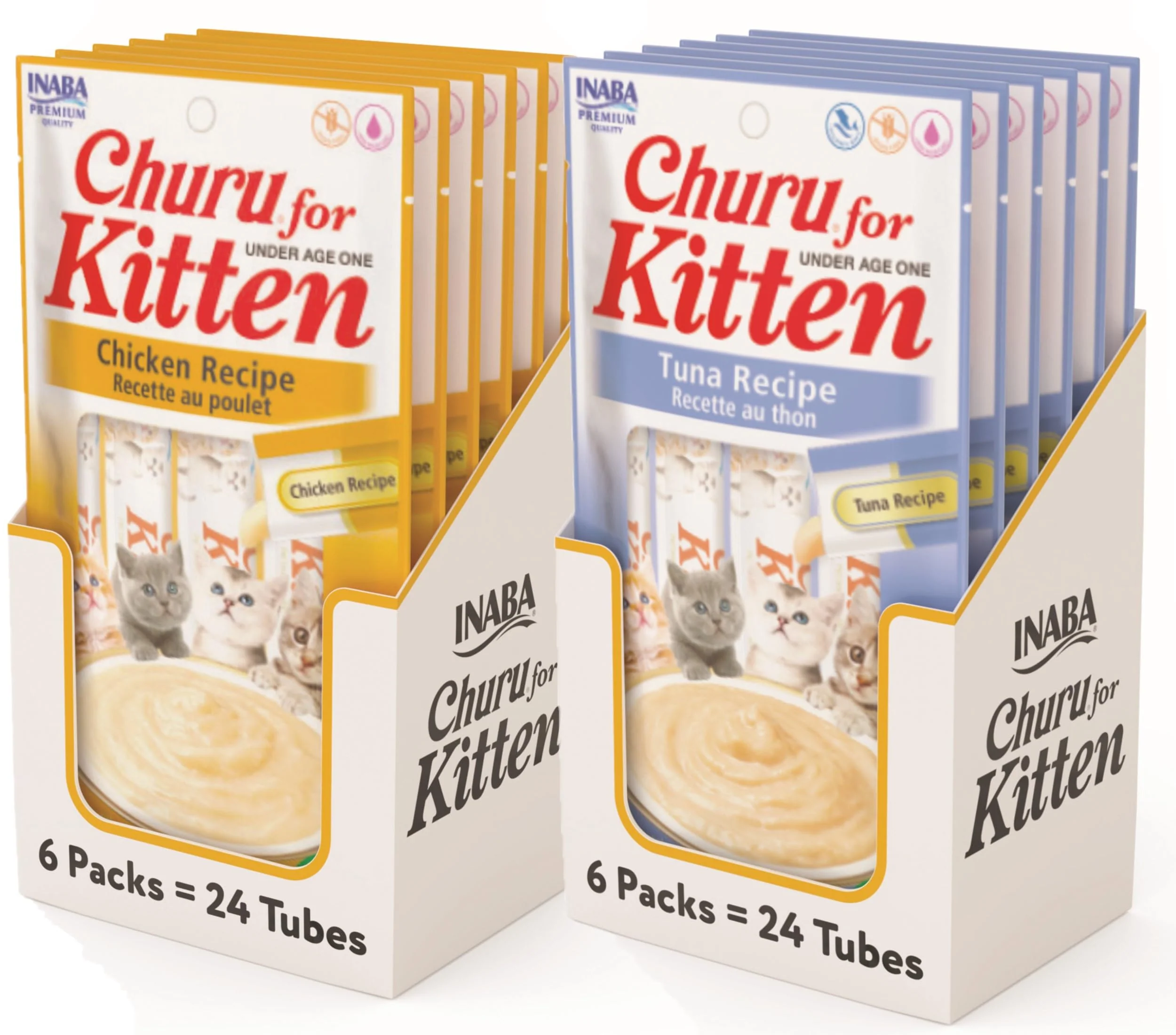Trusted INABA Churu for Kittens – Creamy Purée Lickable Treats with Taurine DHA EPA Tuna Chicken Variety 48 Tubes Crafted