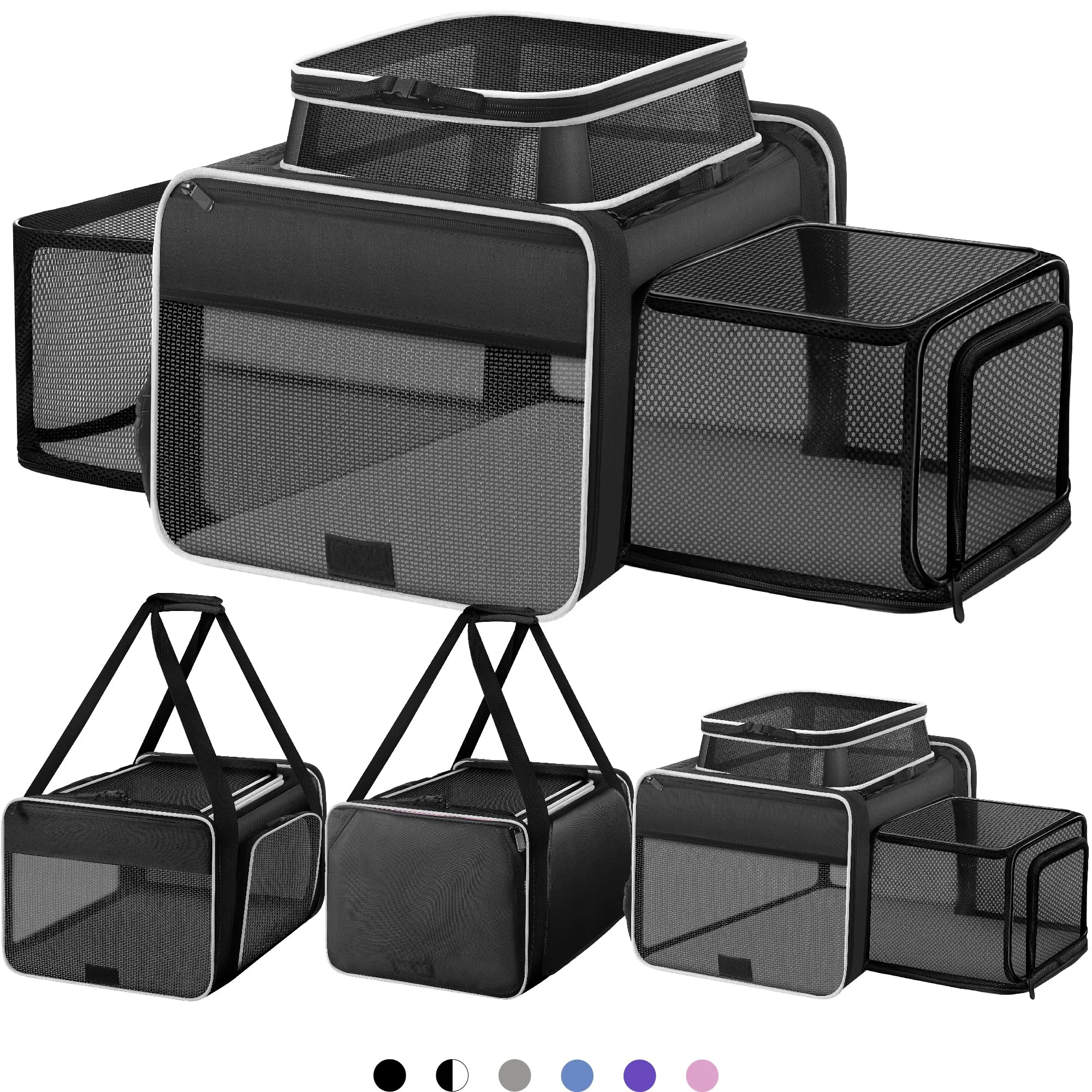Certified SHARLOVY Top 2 Sides Expandable Pet Carrier 17x11x9.5 – TSA Small Dog Cat Carrier High-Grade