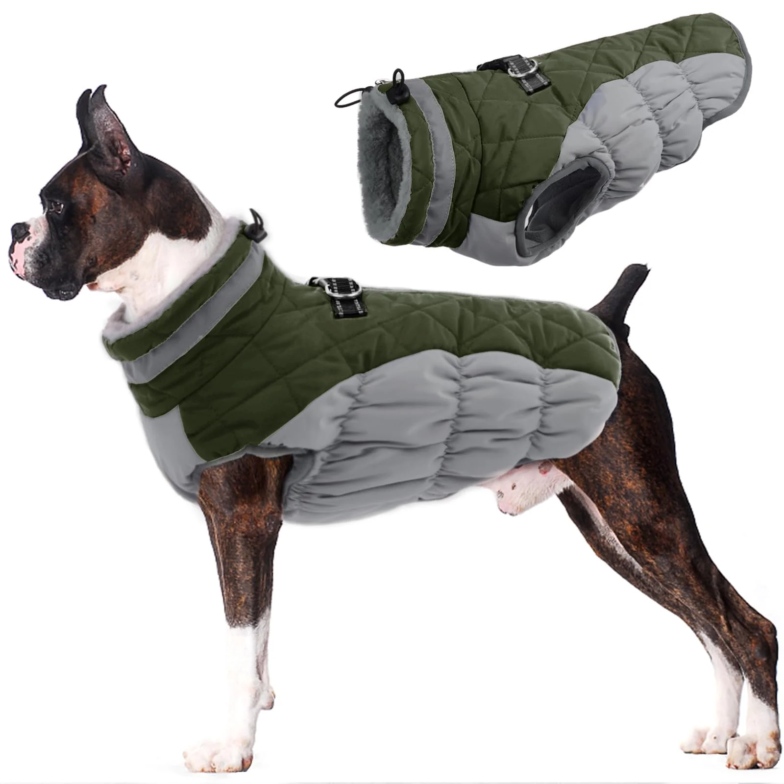 Elite LeLePet Warm Waterproof Dog Coat with Built-In Harness — Reflective Fleece Vest for Large Dogs Refined