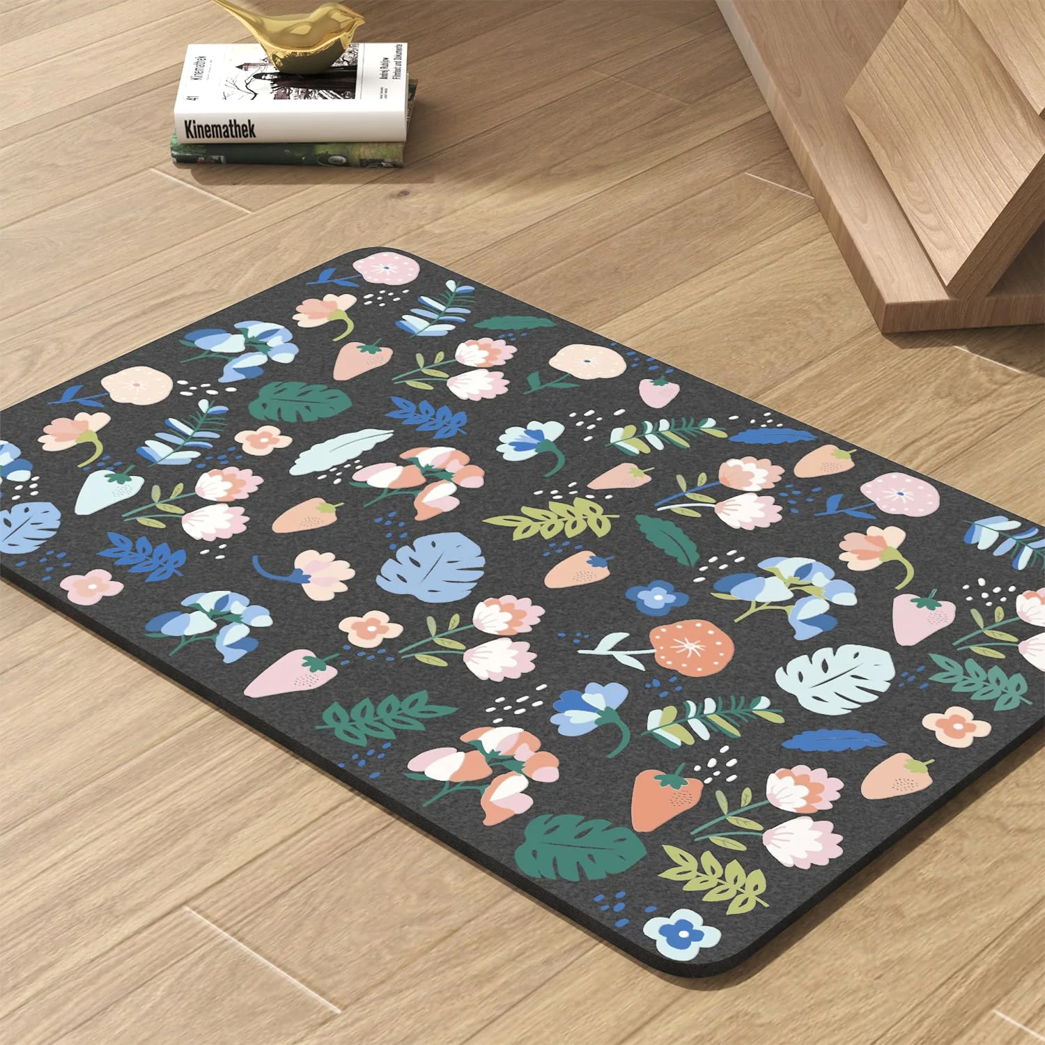 Versatile PADOOR Darkflowers Pet Feeding Mat – Absorbent Quick-Drying Non-Slip Mat for Food Water Bowls 17x28 Pure