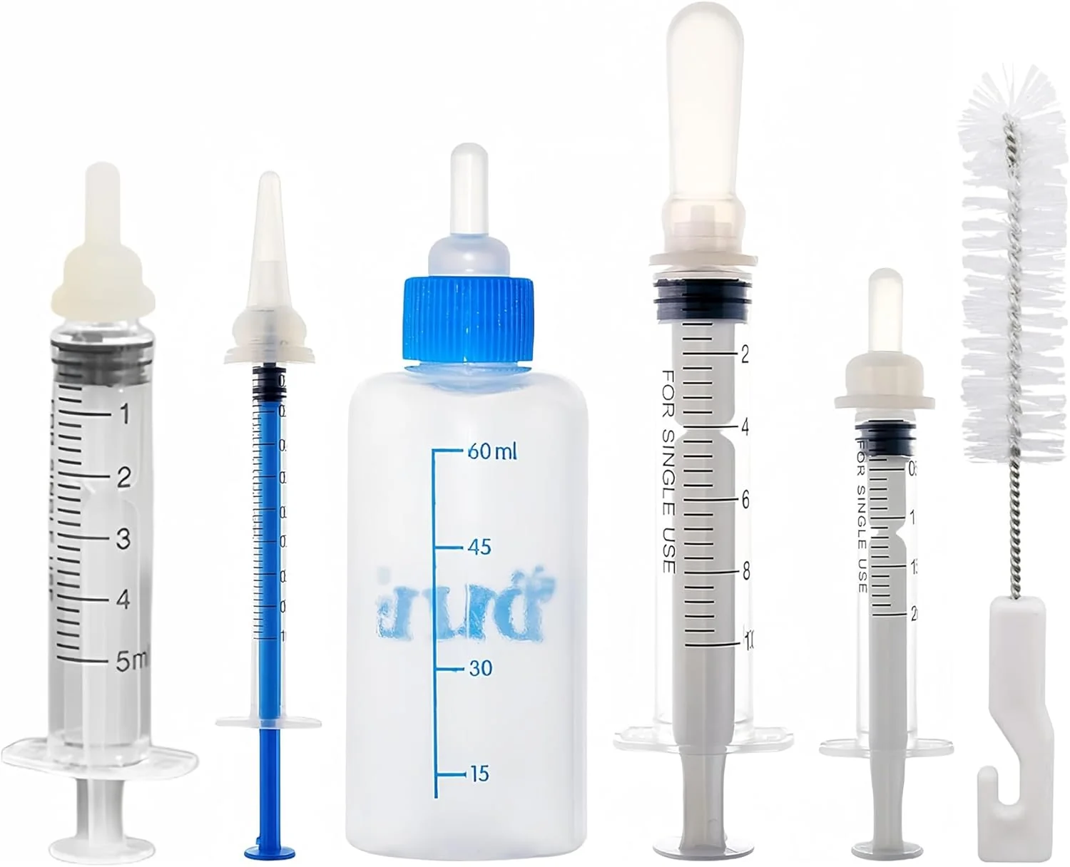 Reliable Kitten Bottle Feeding Kit 1ml 3ml 5ml 10ml 60ml - Kitten Puppy Milk Small Animals Waterer Feeder Newborn Puppy Bottles for Nursing Safe