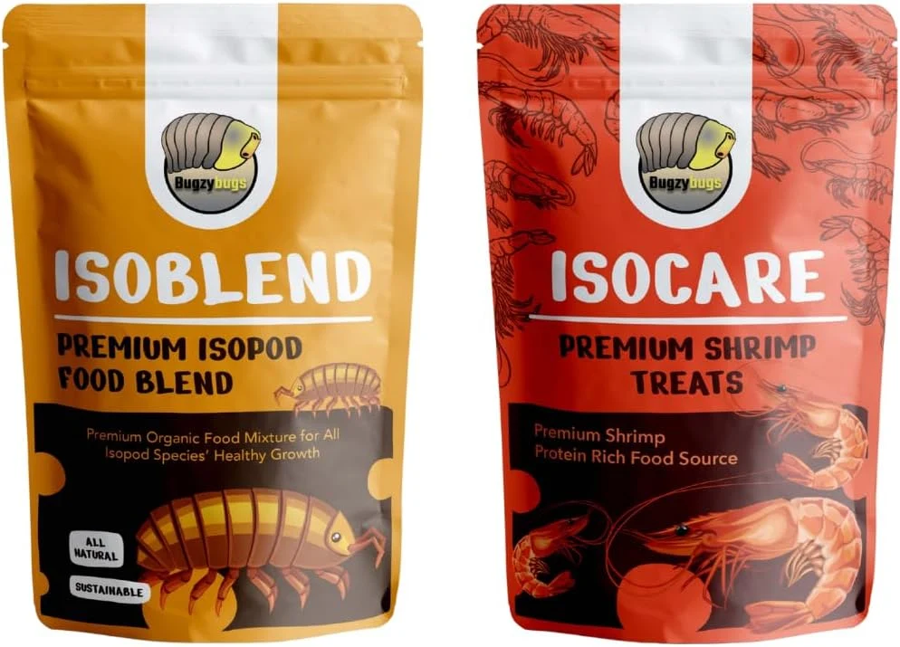 Fine Isoblend Premium Isopod Food Bundle Vegetable Dry Blend and Shrimp Treat Protein Rich Food Source for Feeders Insects Reptiles Invertebrates Carefully Designed