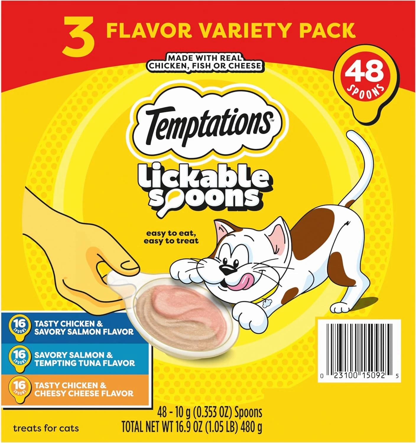 Fine Temptations Lickable Spoons Adult Wet Cat Treats 48 Spoons Variety Pack Soft