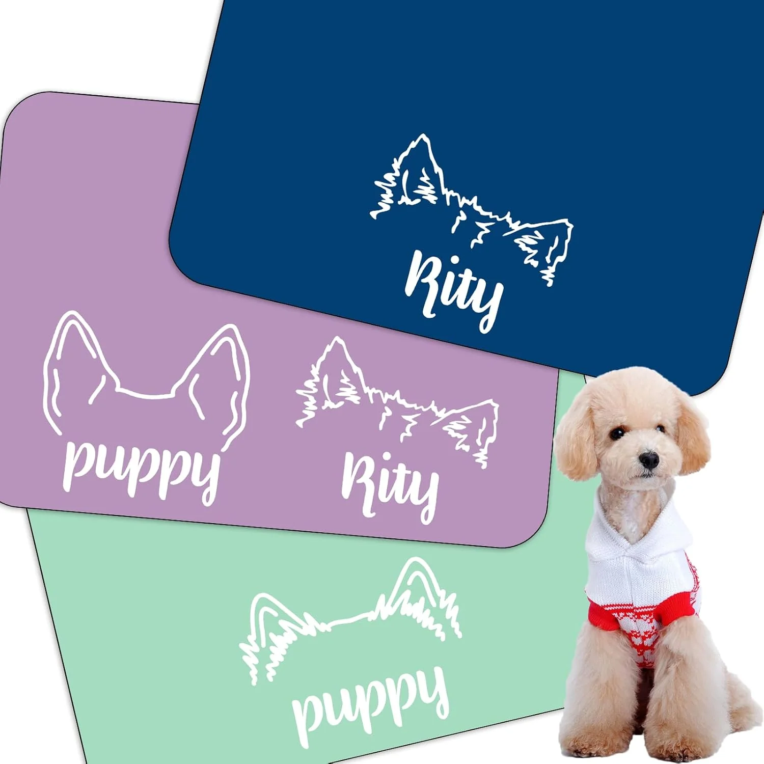 Environmentally Friendly Personalized Dog Cat Feeding Mat Custom Pet Food Mat Waterproof Non-Slip Customized Puppy Name Photo Placemat Dish Rug Floor Protector Gifts for Pets Lover Pattern 6 Flexible