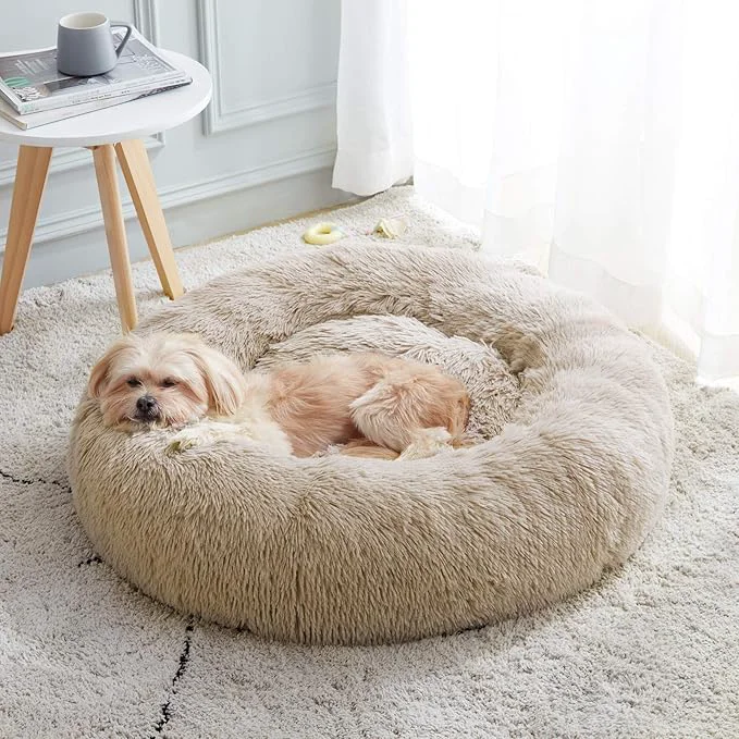 World-Class Calming Dog Bed Cat Bed Anti-Anxiety Donut Dog Cuddler Bed Warming Cozy Soft Dog Round Bed Fluffy Faux Fur Plush Dog Cat Cushion Bed for Small Medium Dogs and Cats 20 24 27 30 About ThisOverview Minimalist
