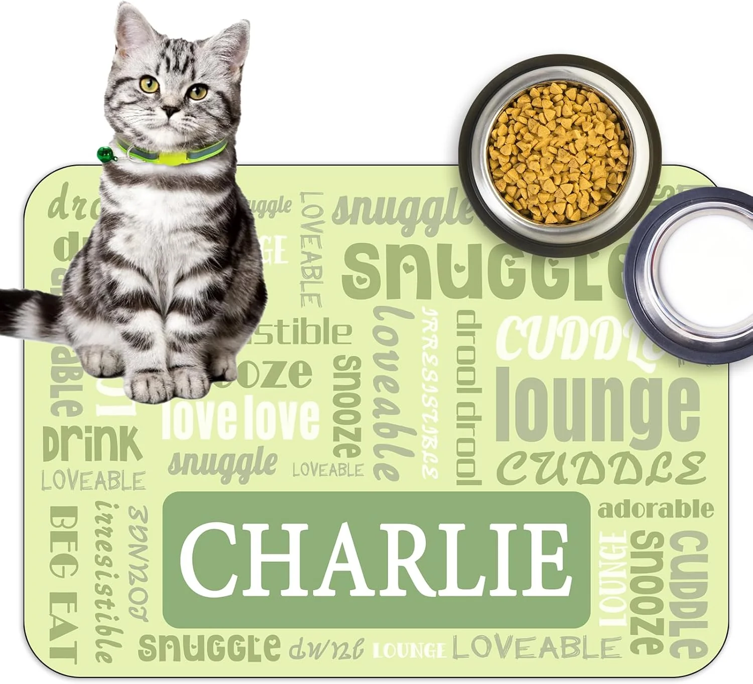Excellent Personalized Dog Cat Feeding Mat Custom Pet Food Mat Waterproof Non-Slip Customized Puppy Name Photo Placemat Dish Rug Floor Protector Gifts for Pets Lover Pattern 4 Durable