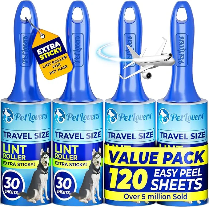 Smooth PetLovers Extra Sticky Lint Roller Mega Value Set for Pet Hair Removal and Clothes Dog and Cat Lint Remover Blue 4 Pack Mini About ThisOverview Convenient