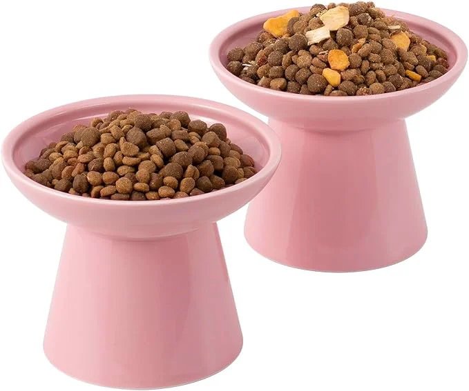 Enhanced Extra Wide d Ceramic Cat Bowl 6.2 Shallow Dish for Whisker Fatigue Relief 5 Height for Easy Feeding Durable Raised Cat Food Bowls Pack of 2 PinkAbout ThisOverview First-Class