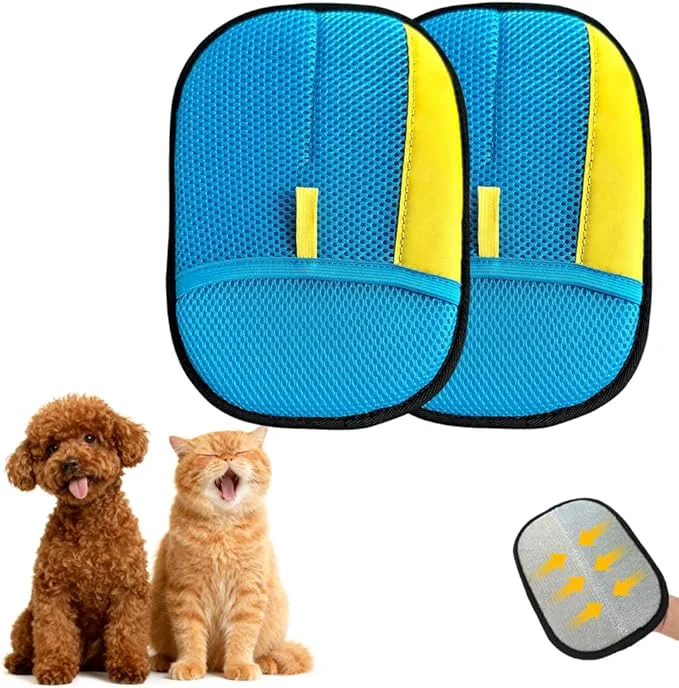 Authentic Electrostatic Gloves for Pet Hair Removal Upgraded 2PCS Animal Fur Removal Tool for Dogs Cats Efficient Reusable Pet Hair Remover for Couch Carpet Car Seat Clothing Quick Clean 2 pcs-Blue About This Next-Generation