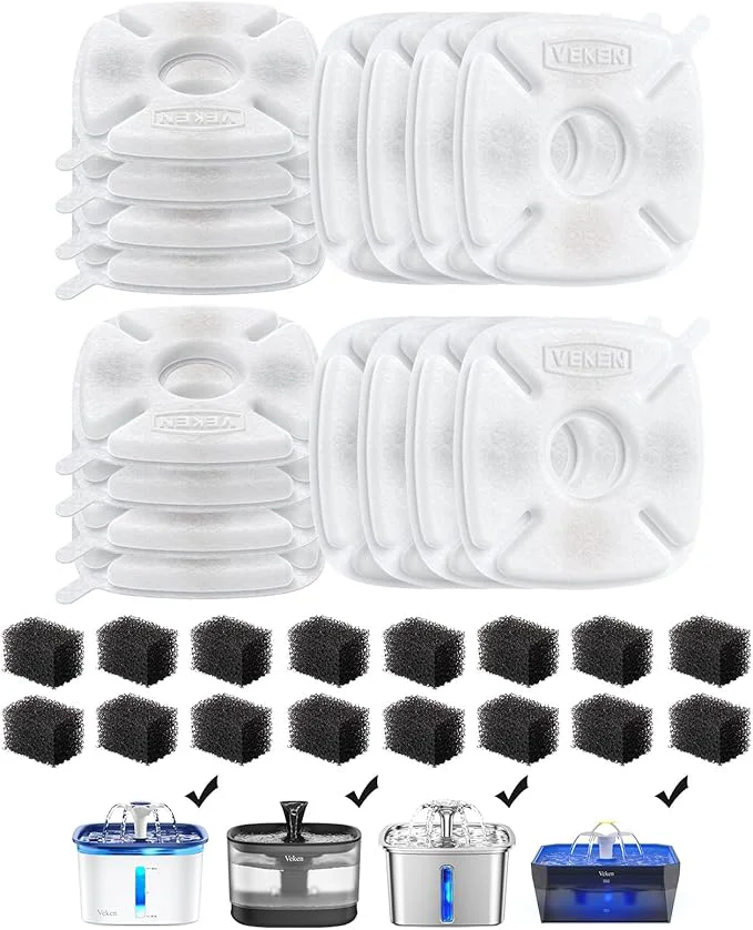 Trusted Veken Cat Water Fountain Filter Classic 16 Pack Filters 16 Pack Eco-Friendly