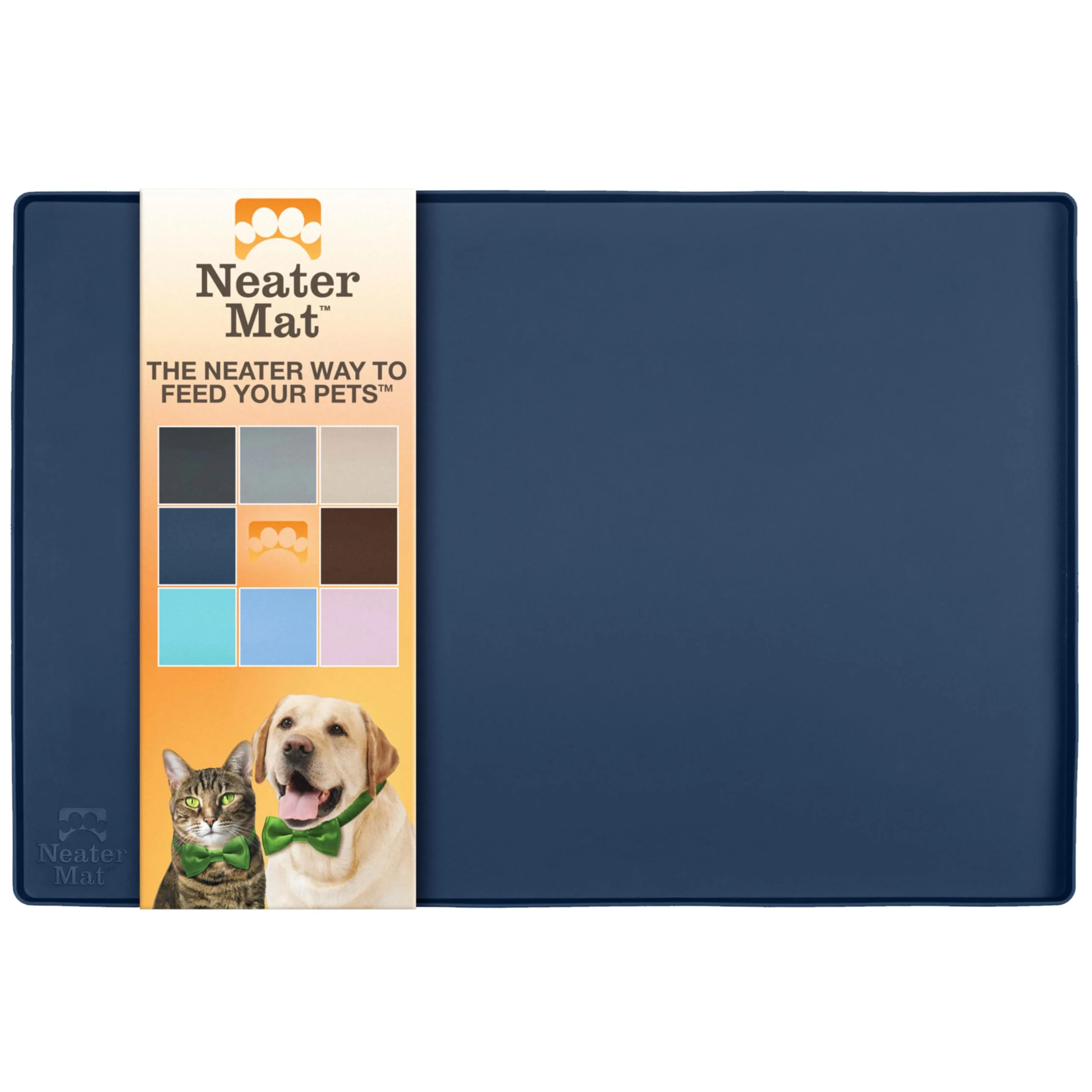 Verified Neater Mat Pet Mats for Food and Water – Waterproof Silicone 32x24 Dark Blue Neater Pet Brands Carefully Designed