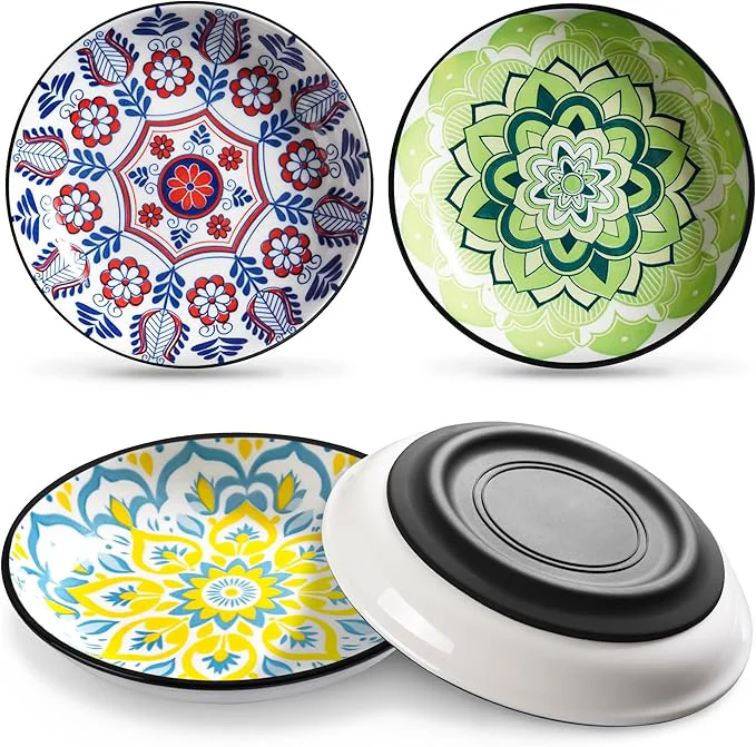 Fashionable Non-Slip Cat Bowl Ceramic Cat Food Bowls with Silicone Bottom Anti-Whisker Fatigue Cats Dishes Set Shallow Wide Kitten Plates for Food and Water 4 PackAbout ThisOverview Superior