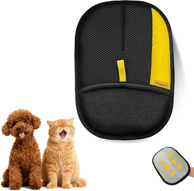 Soft Electrostatic Gloves for Pet Hair Removal Upgraded 2PCS Animal Fur Removal Tool for Dogs Cats Efficient Reusable Pet Hair Remover for Couch Carpet Car Seat Clothing Quick Clean 1 pcs-Black About This Solid