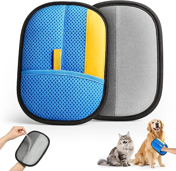 Excellent 2026 Thickened Electrostatic Pet Hair Removal Gloves 1P - Reusable Strong Grooming Gloves for Cats Dogs Hair Remover for Couch Furniture Carpet Car Seats Clothing Blue About This Secure