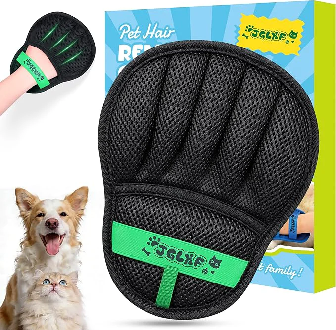 Casual Upgraded Pet Hair Removal Glove for Dogs Cats Electrostatic Five-Finger Hair Remover for Furniture Couch Carpet Clothing Car Seat 1Pcs Reusable Brush Pet Hair Remover Tool Black About This Secure