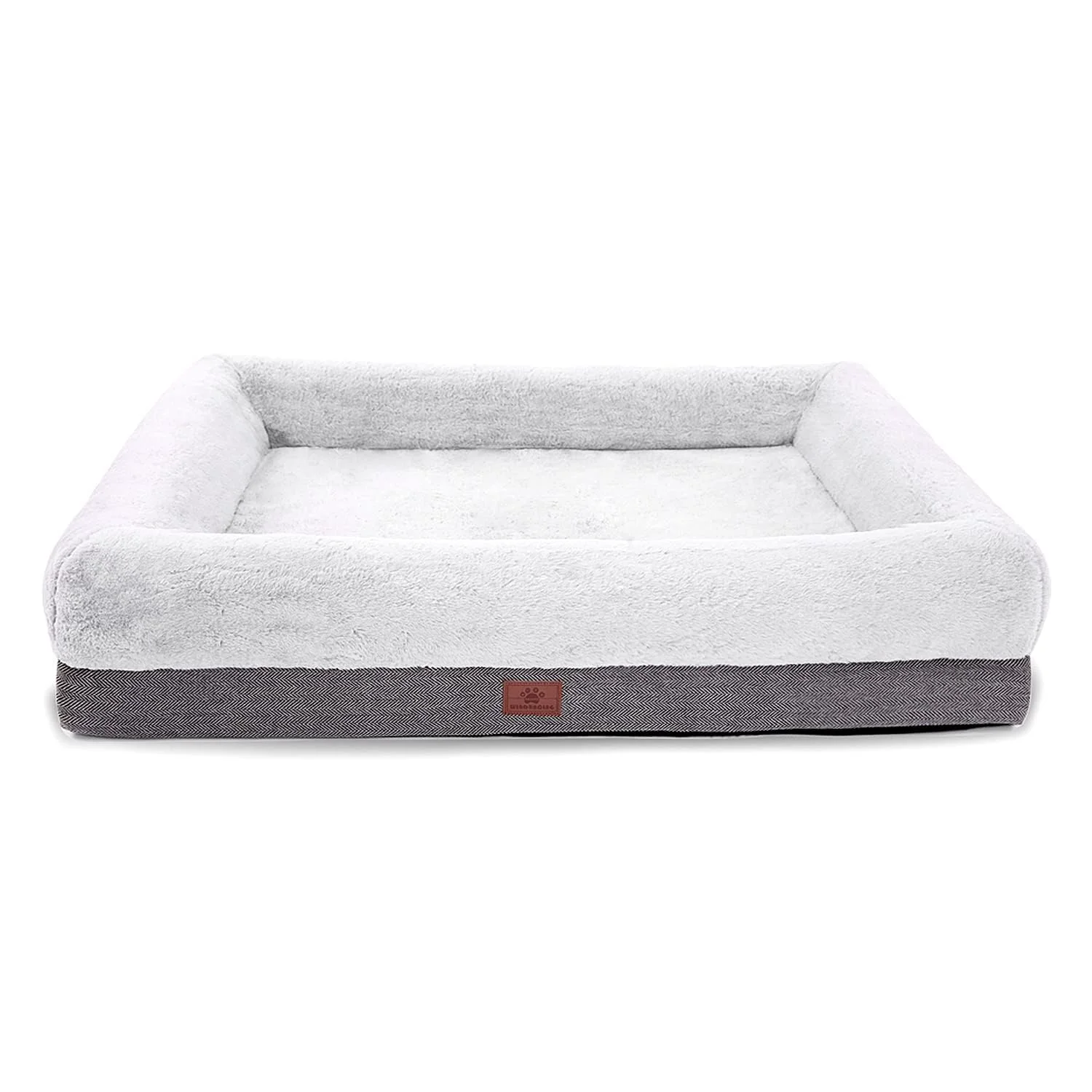 Traditional Windracing Orthopedic Dog Bed for Large Dogs – 36 x 23 in Gray Bolster Sides Sophisticated