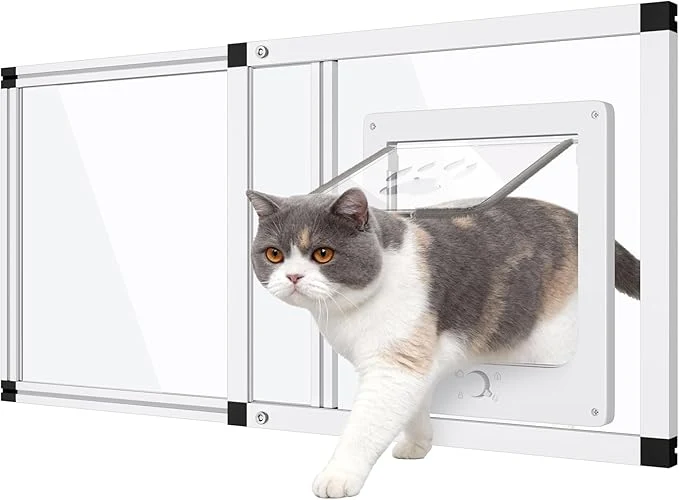 Versatile Sliding Cat Door for Window Fits 37 -45 Width Window 2-Min Install Relaxed