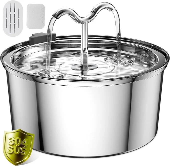 Artisan DOOOB Cat Water Fountain 3.2L 108OZ Stainless Steel Pet Water Dispenser Automatic Metal Dog Drinking Fountains Water Bowl with Filters Ultra-Quiet PumpAbout ThisOverview Versatile
