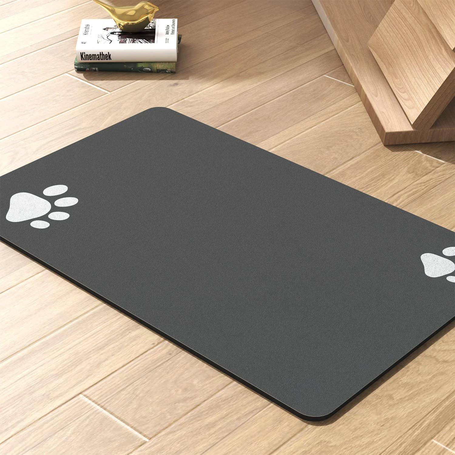 Detailed PADOOR Pet Feeding Mat – Absorbent Quick-Dry Anti-Slip Stain- Dark Grey 17x34 Natural