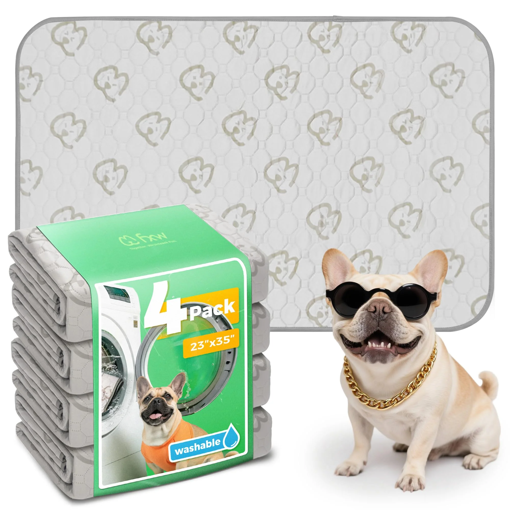 Superior FXW Washable Dog Pee Pads — 23x35 Rectangle Khaki 4 Packs Fine