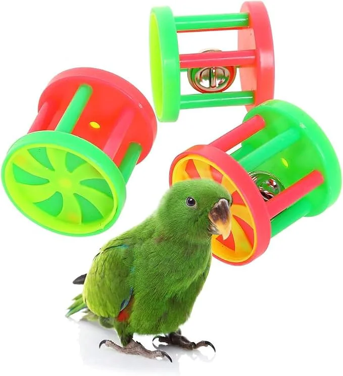 User-Friendly QBLEEV Bird Roller Rattles Toys Parrot Foot Toys Foraging Chewing Bell Durable