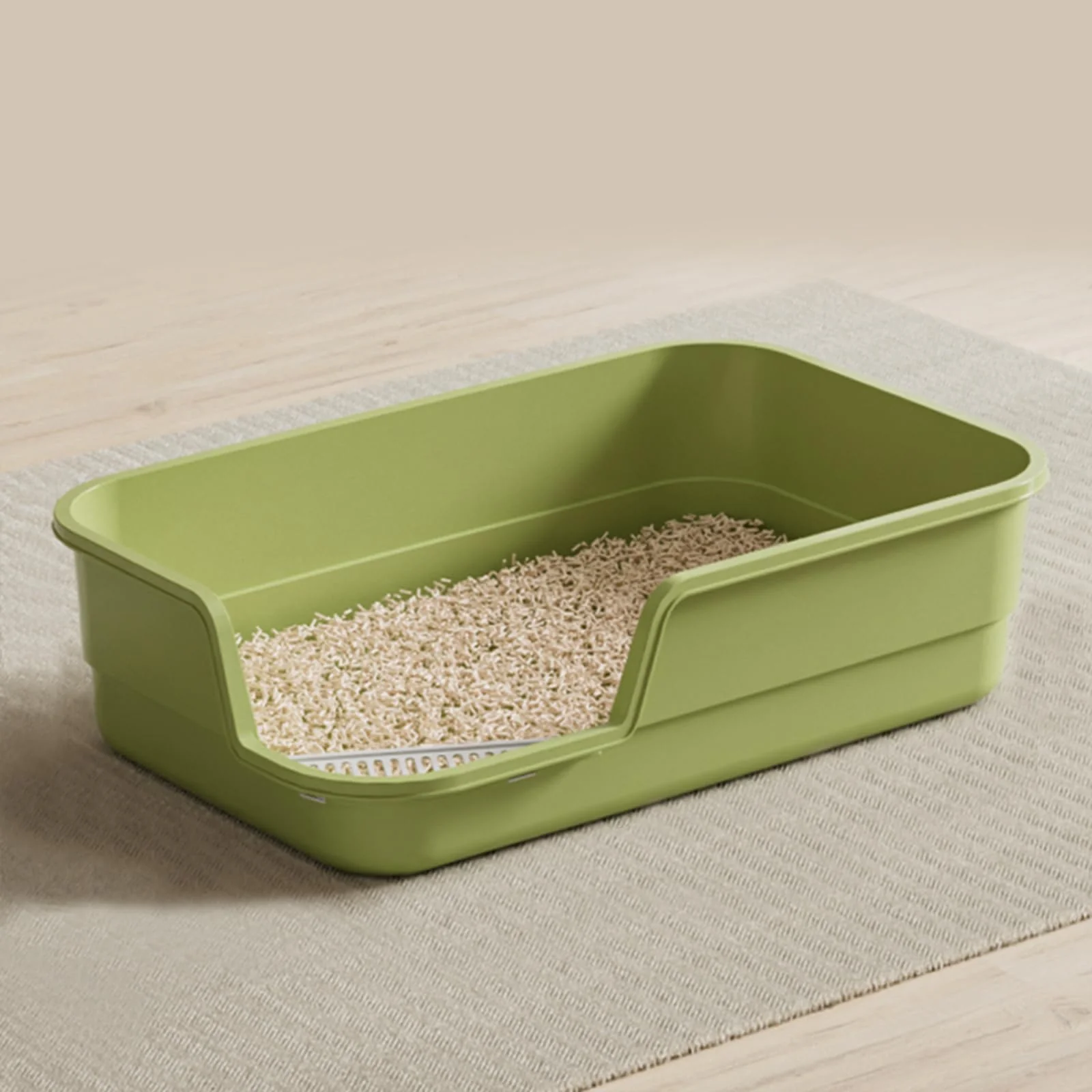 Sophisticated LoopTime Extra Large Cat Litter Box with High Sides – Low Entry Easy Clean Green Advanced