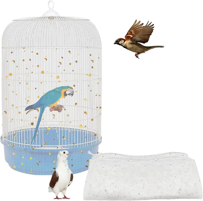 Verified Bird Cage Seed Catcher 45-90'' Adjustable Bird Cage Cover Universal Nylon Official