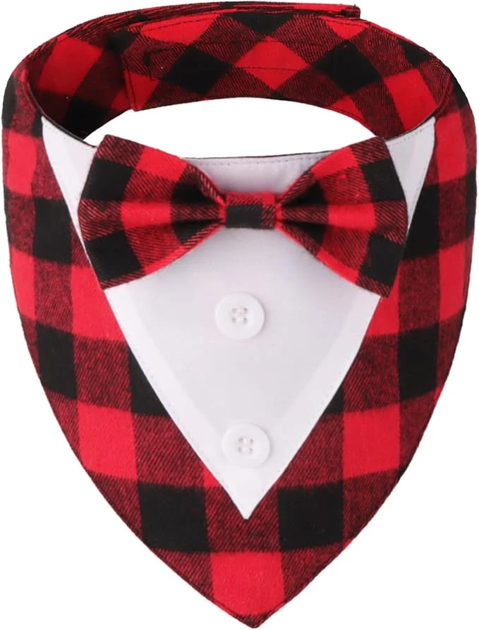 Consistent ADOGGYGO Christmas Dog Tuxedo Bandana Adjustable Christmas Costumes Durable