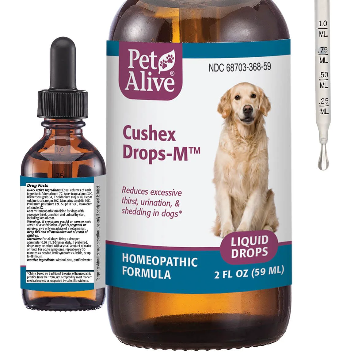 Professional PetAlive Cushex Drops-M – Cushing's Disease Pet Supplement 2 fl oz 59 mL Casual