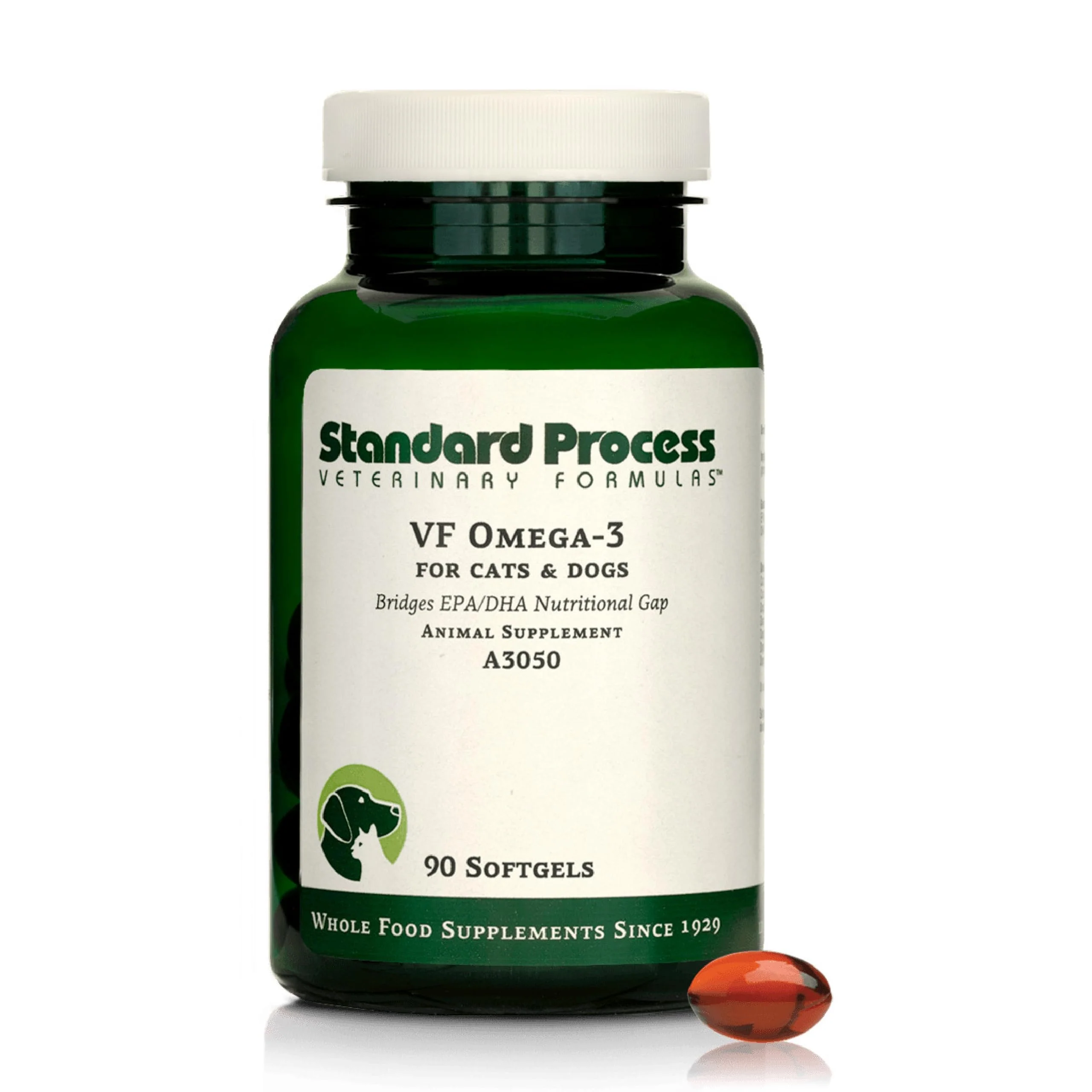 Trendy Standard Process VF Omega-3 for Pets Omega-3 Fish Oil for Dogs Cats 90 Softgels Powerful