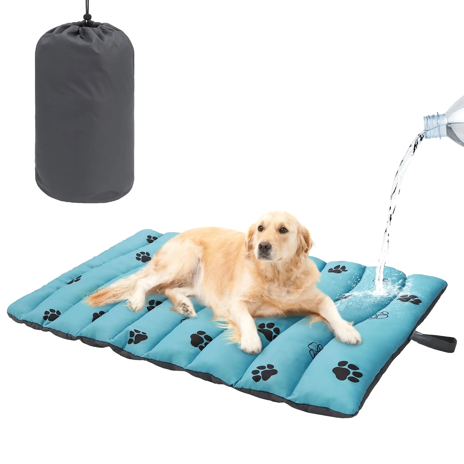 Elite BEAUTYZOO Outdoor Dog Bed Waterproof – Portable Foldable 35x51 in Blue Trendy