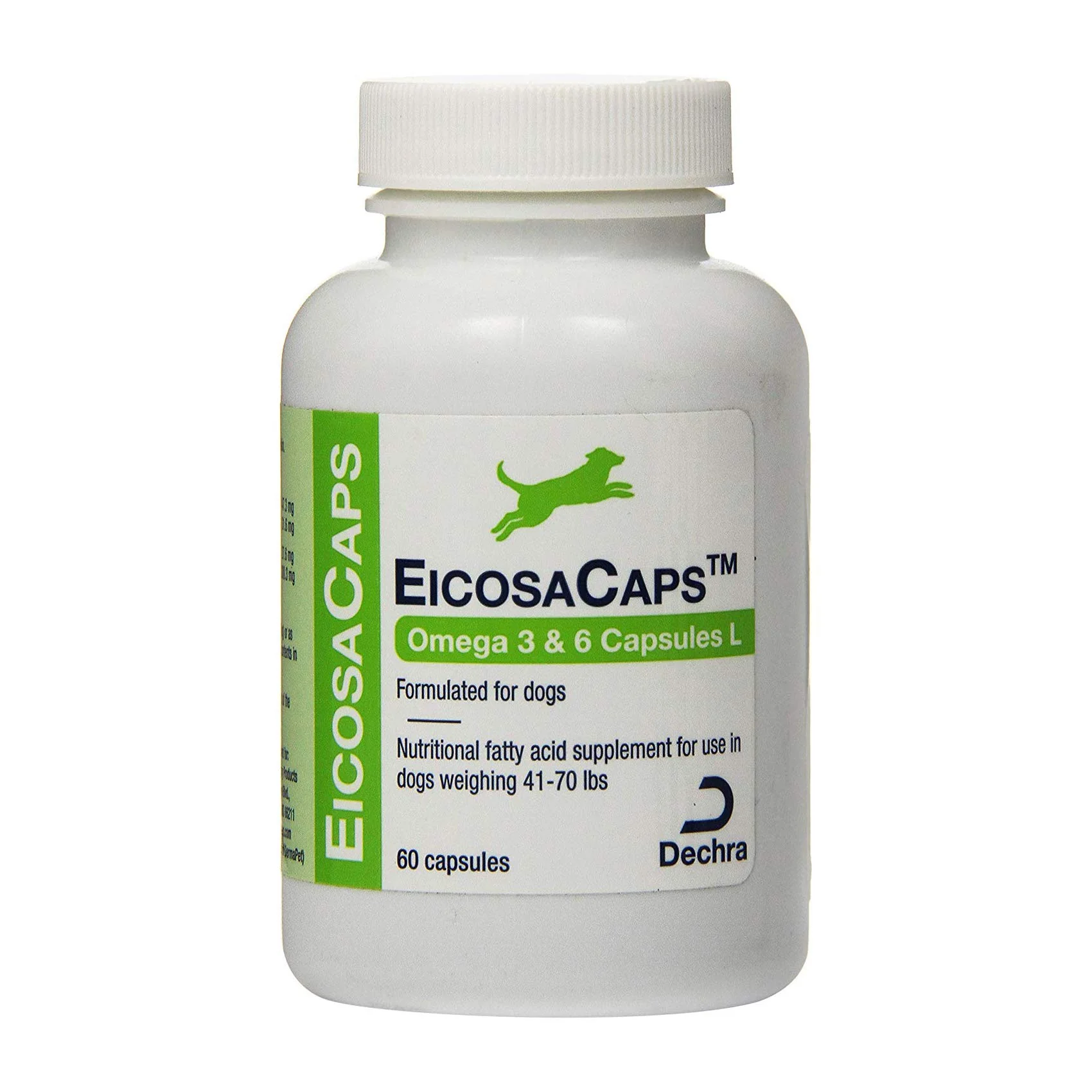 Refined Dechra EicosaCaps Omega 3 6 Capsules L for Dogs 40-70 lbs 60 Count Comfortable