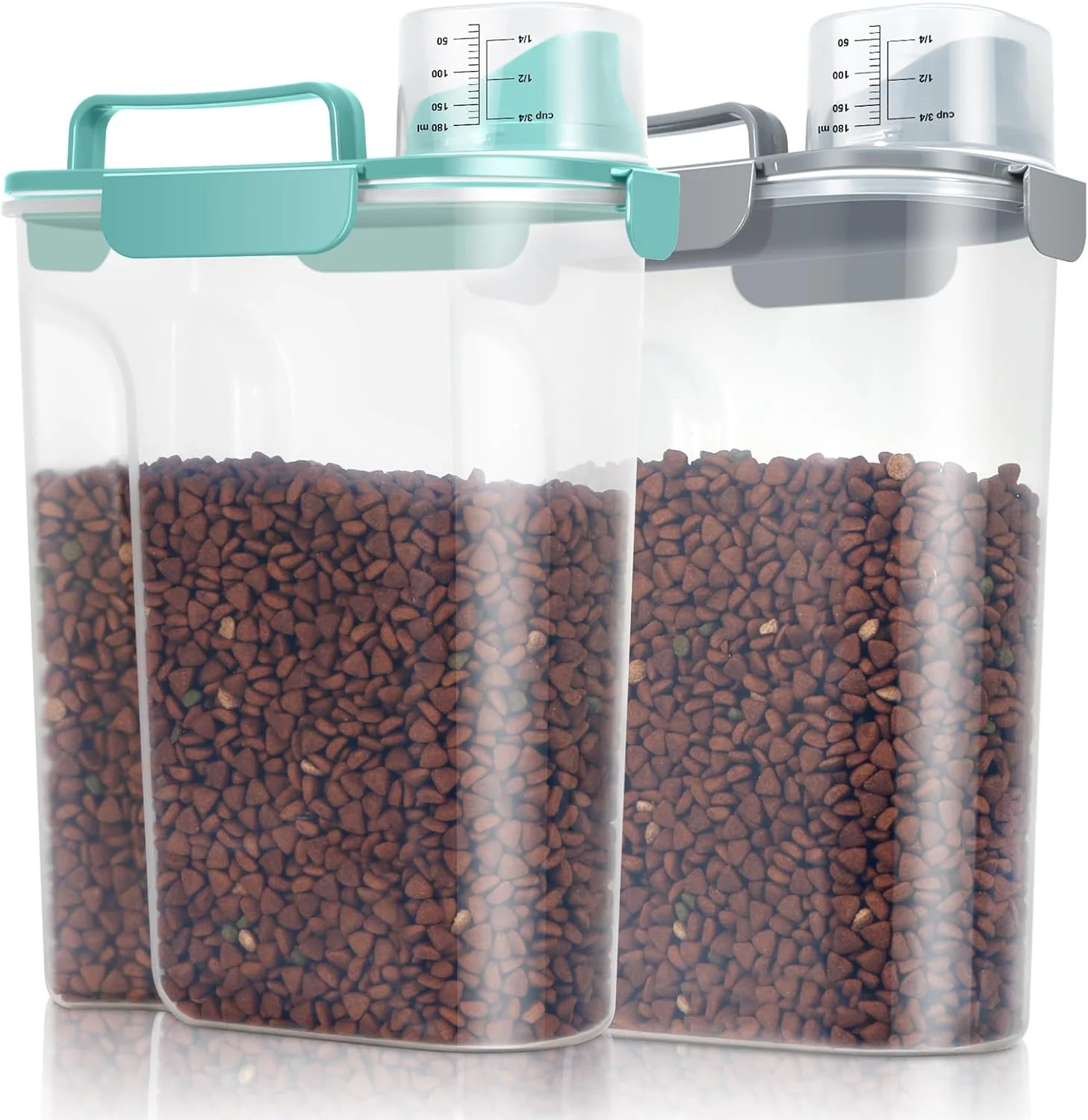 World-Class TBMax Pet Dog Cat Food Storage Containers 2 Pack 10 to 14 Lbs Airtight Cat Food Dispenser with Large Spout Portable Handle Travel Dog Treat Storage Bin Bird Seed Container-Cyan Dark Outstanding