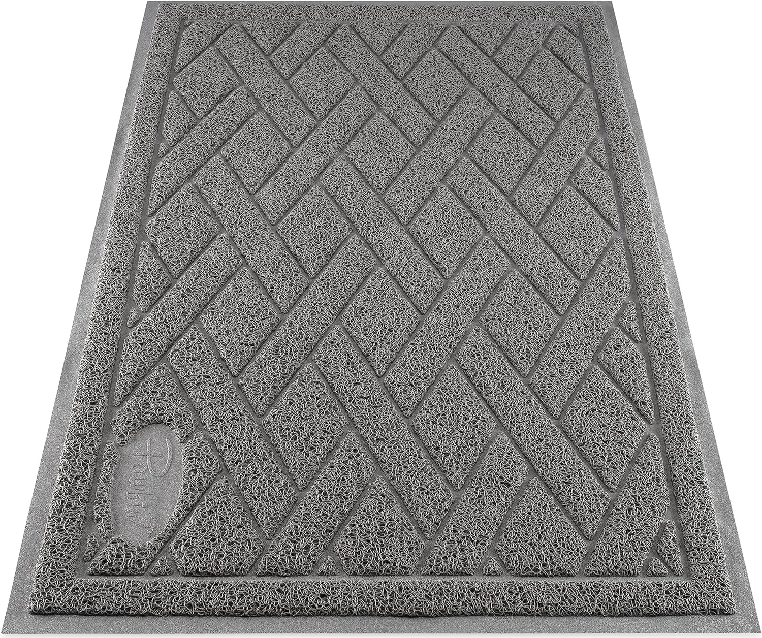 Carefully Designed Pawkin Cat Litter Mat Patented Design with Litter Lock Mesh Extra Large Durable Easy to Clean Soft Fits Under Litter Box Litter Floors Gray Authentic