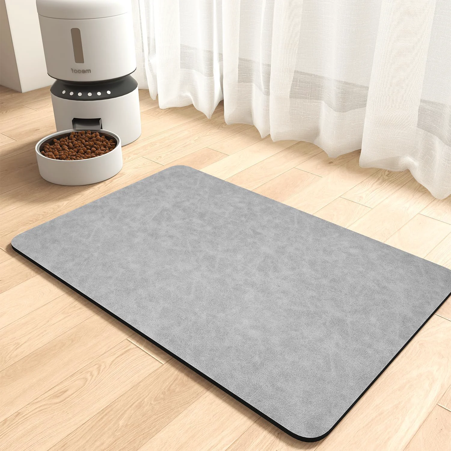 Breathable MontVoo-Absorbent Pet Feeding Mat-No Stains Pet Mat for Food and Water Bowl-Quick Dry Cat Dog Food Mat Water Dispenser Mat-Pet Supplies Mat-Dog Water Bowl Mat for Messy Drinker Light Grey First-Class
