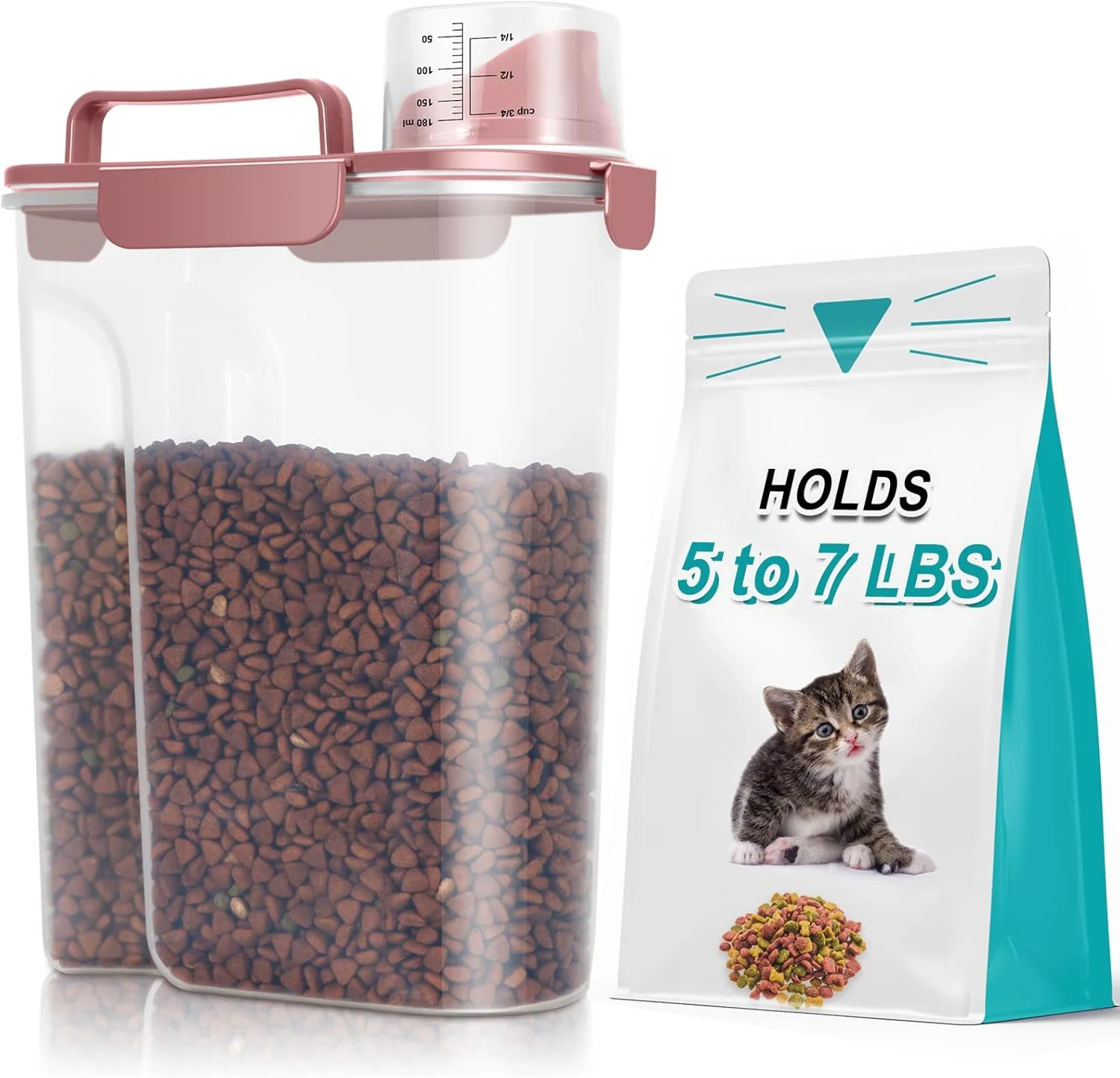 Carefully Designed TBMax Portable Dog Food Storage Container 5 to 7 Lbs Airtight Cat Food Container with Large Spout Cup Pet Food Storage Dispenser for Small Animal Kibble Storage Dog Treat Bird Seed Container Efficient