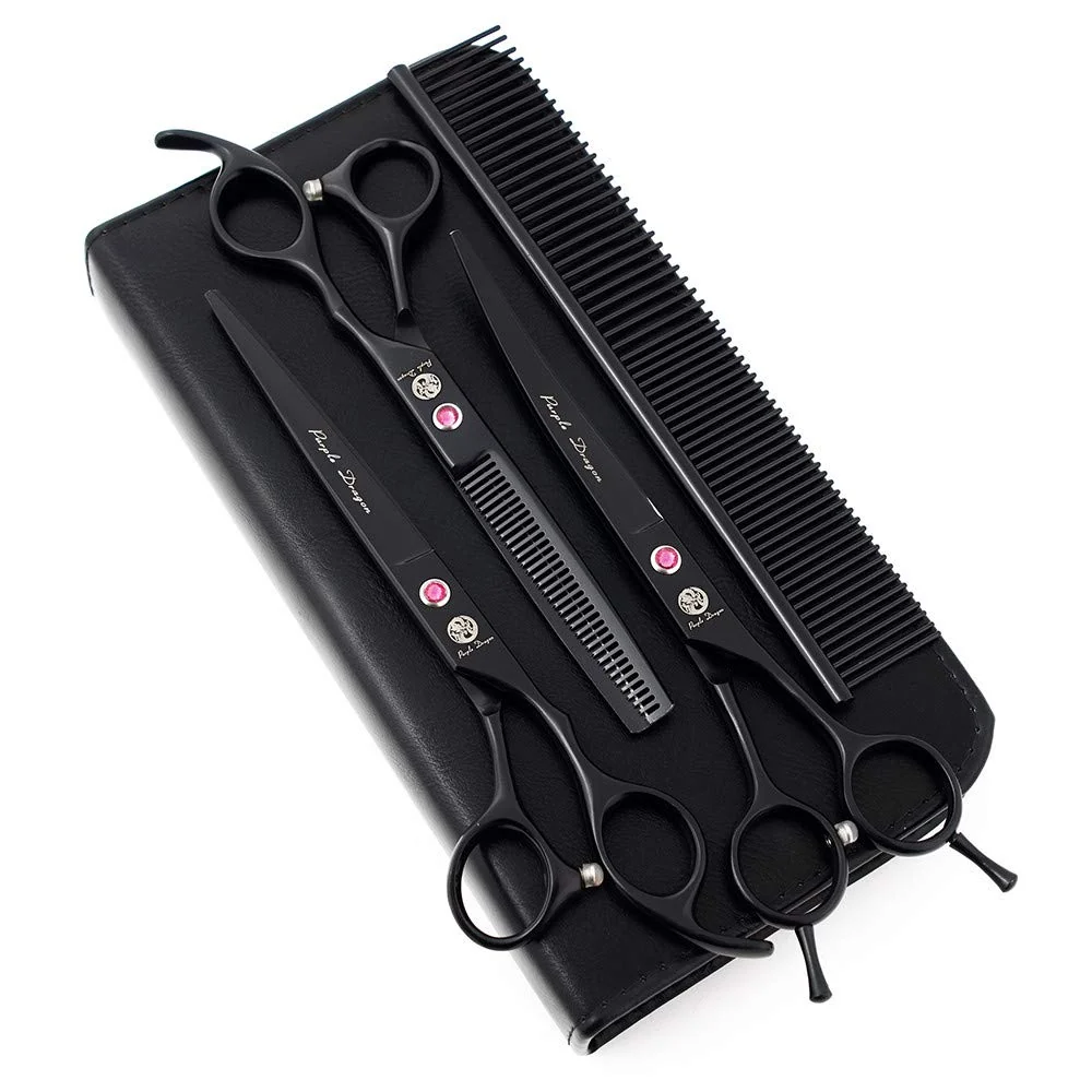 Practical Purple Dragon 7.0-Inch Rhinestone Pet Grooming Scissors Set – 3PCS Thinning Cutting Shears Trendy