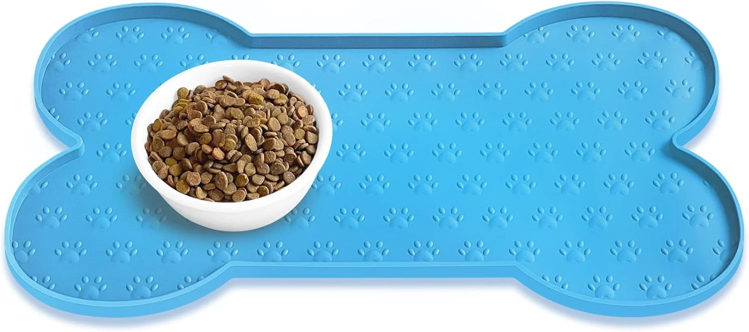 Authentic Dog Food Mat Anti-Slip Silicone Dog Bowl Mat Thicker Pet Placemat Waterproof Cat Feeder Pad with Raised Edge Puppy Kitten Feeding Mats Suitable Small Medium-Sized Dogs Cats Eating Tray Smooth