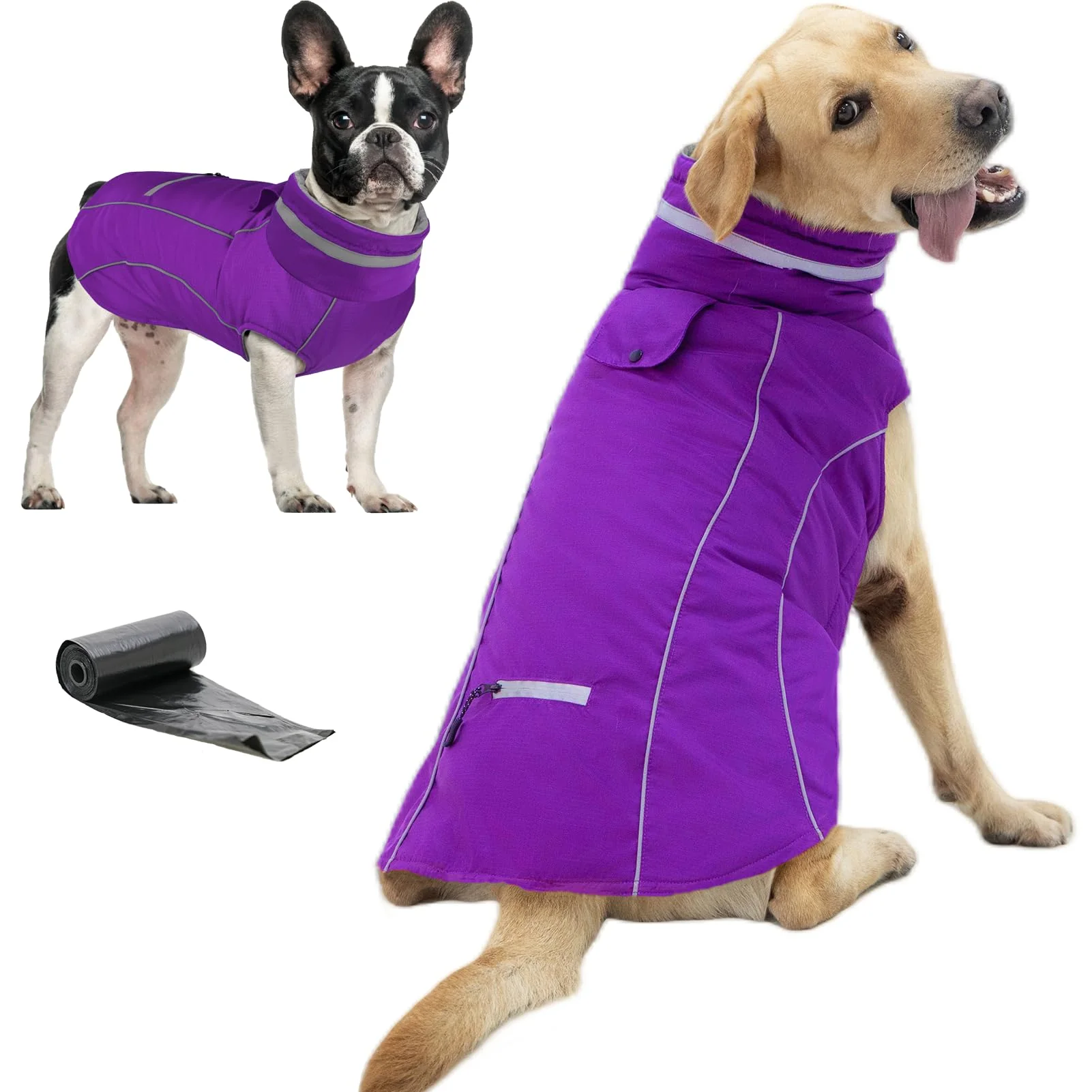 Outstanding Doglay Waterproof Reflective Dog Coat with Pocket Turtleneck – Warm Winter Jacket Purple XL Long-Lasting