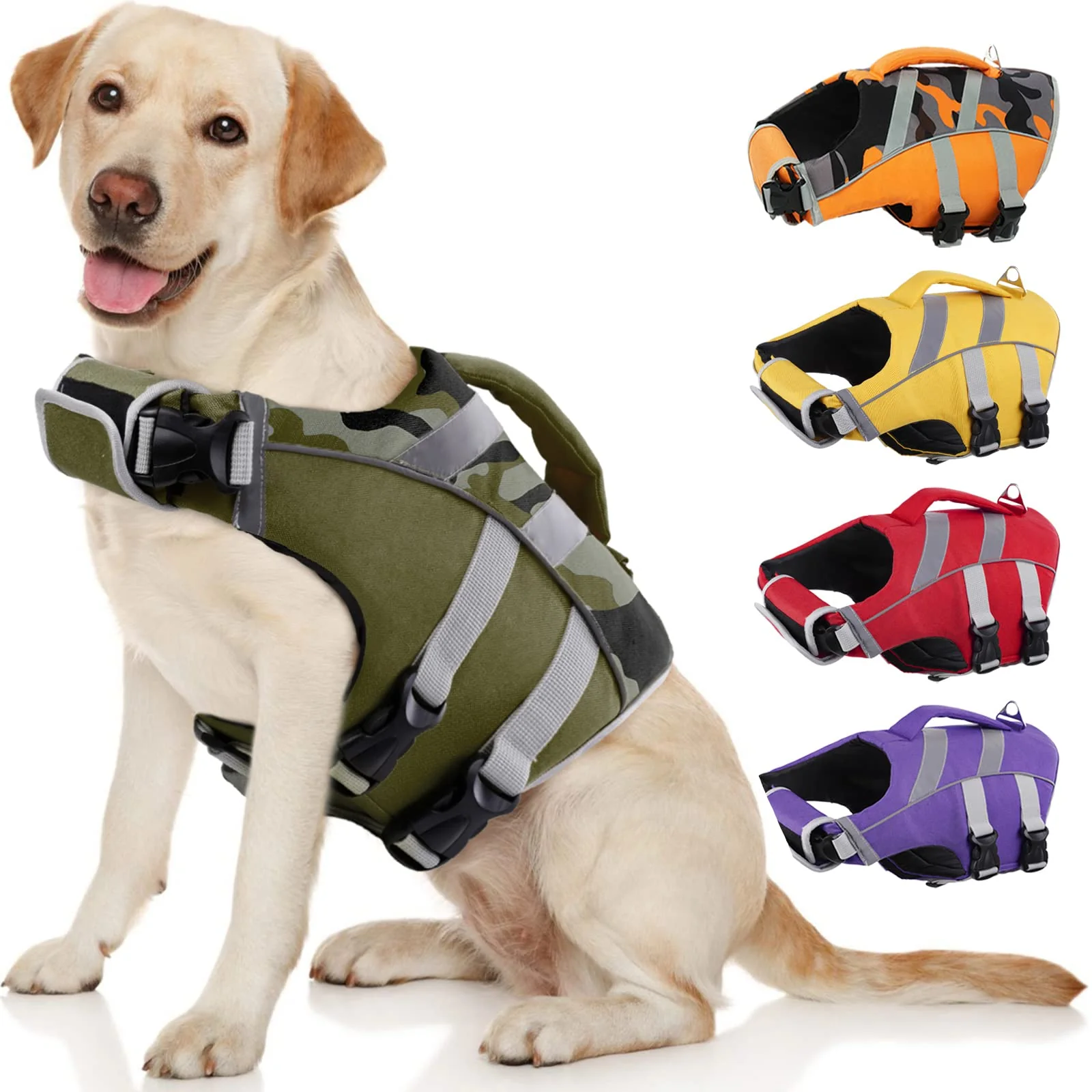 Powerful Kuoser Dog Life Jacket with Reflective Stripes Adjustable High-Visibility Vest Prestigious