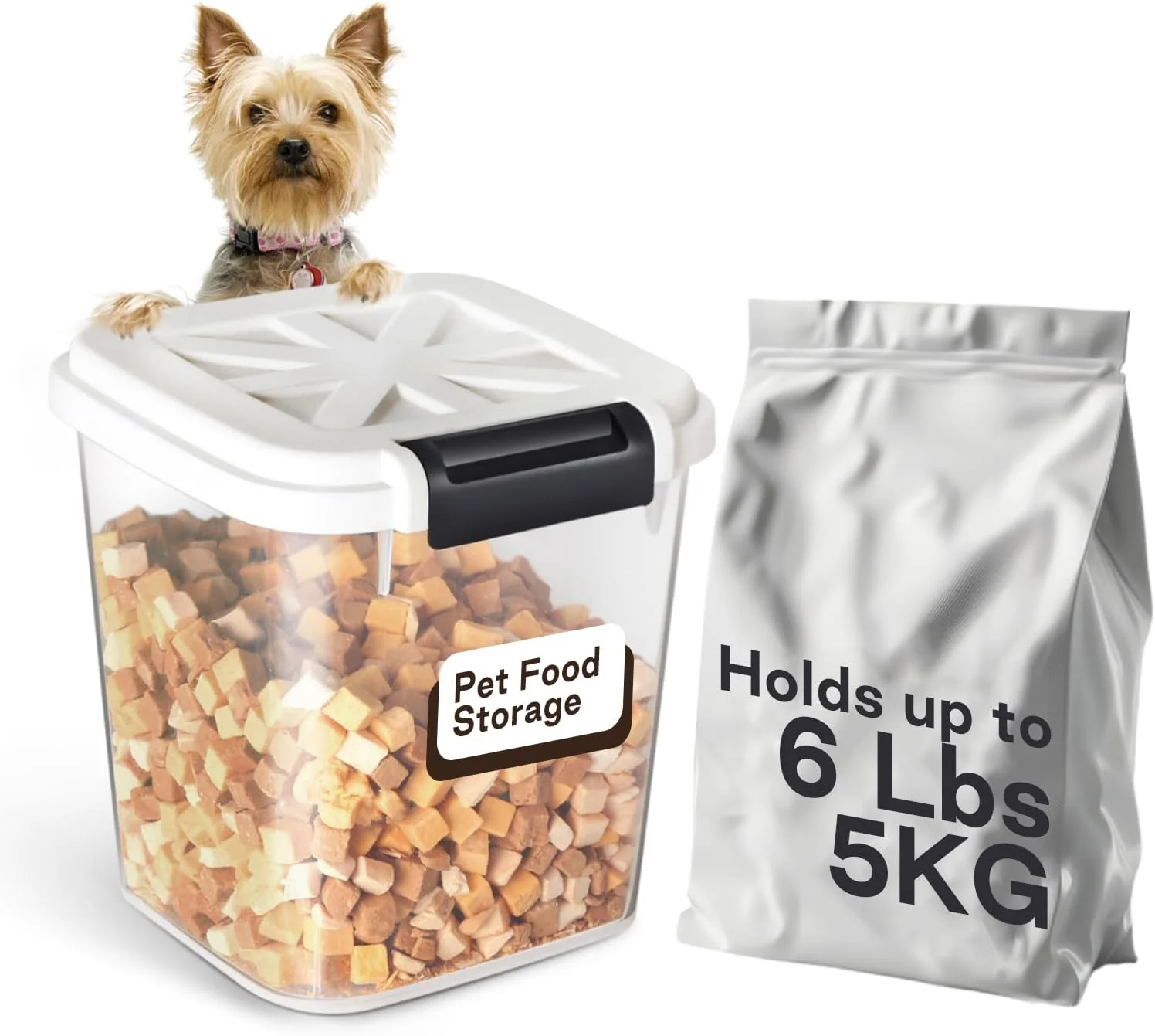 Traditional 5 lbs Dog Food Storage Container with Lids Airtight Pet Food Container Cat Treat Container Dry Pet Food Storage Bin for Ce Birds Rice and Grain 6 lbs White Quality