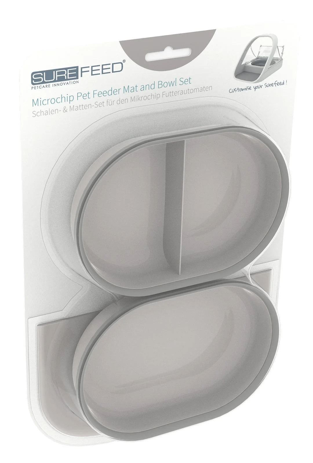Original Design SureFlap Mat Bowl Set Grey for Cats – 2 Bowls Mat Odor-Reducing Seal Lightweight