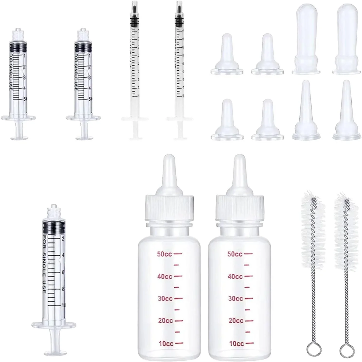Top-Quality Pet Feeding Bottle Set Feeding Silicone Nipple with Bottle and Syringes Reusable Pet Nursing Kits Feeding Tools for Rabbits Small Animals 17pcs Pet Nursing Kit with Bottles Verified
