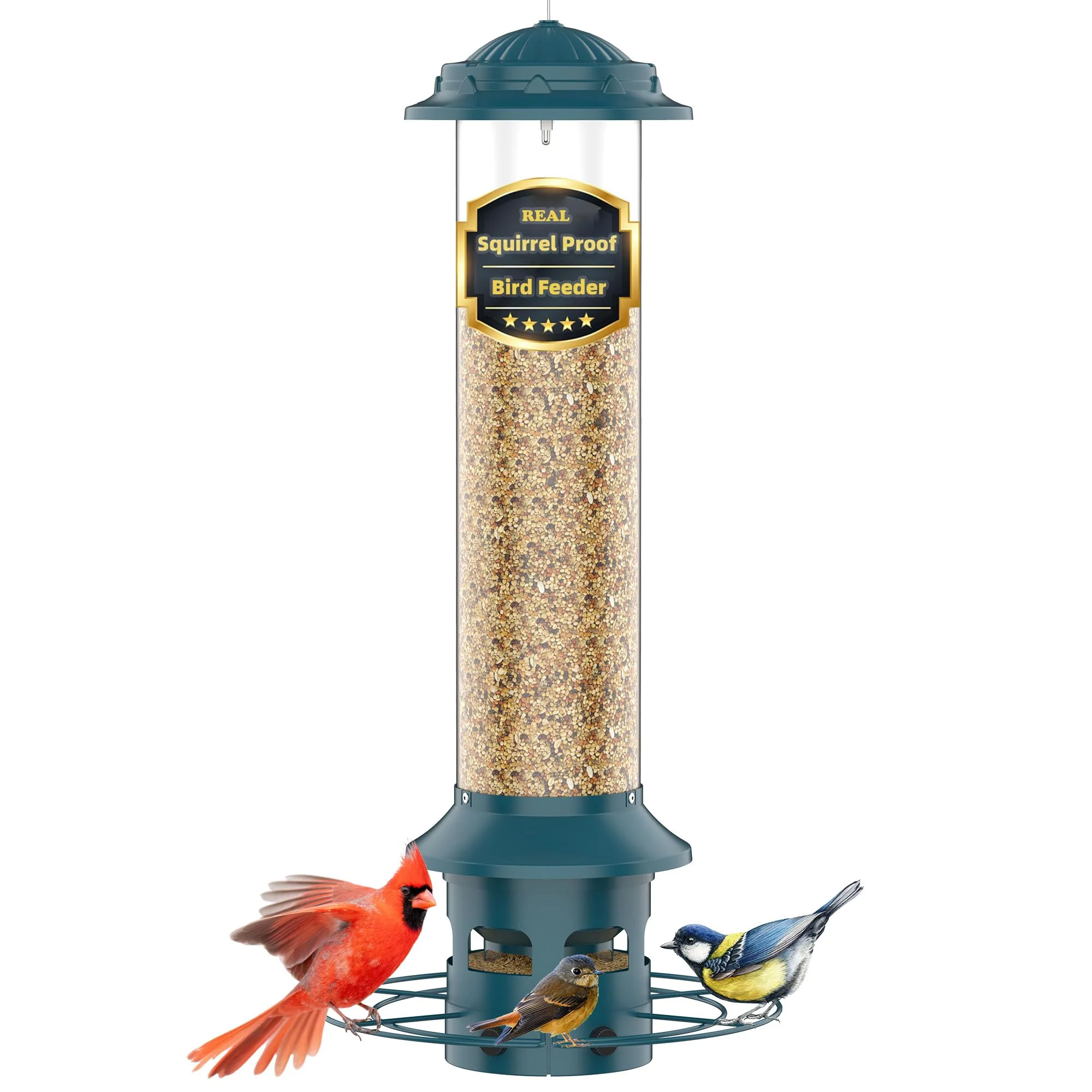 Original Icreer Bird Feeder - Squirrel-Proof Metal Outdoor Feeder 4.0 lb Capacity Smart