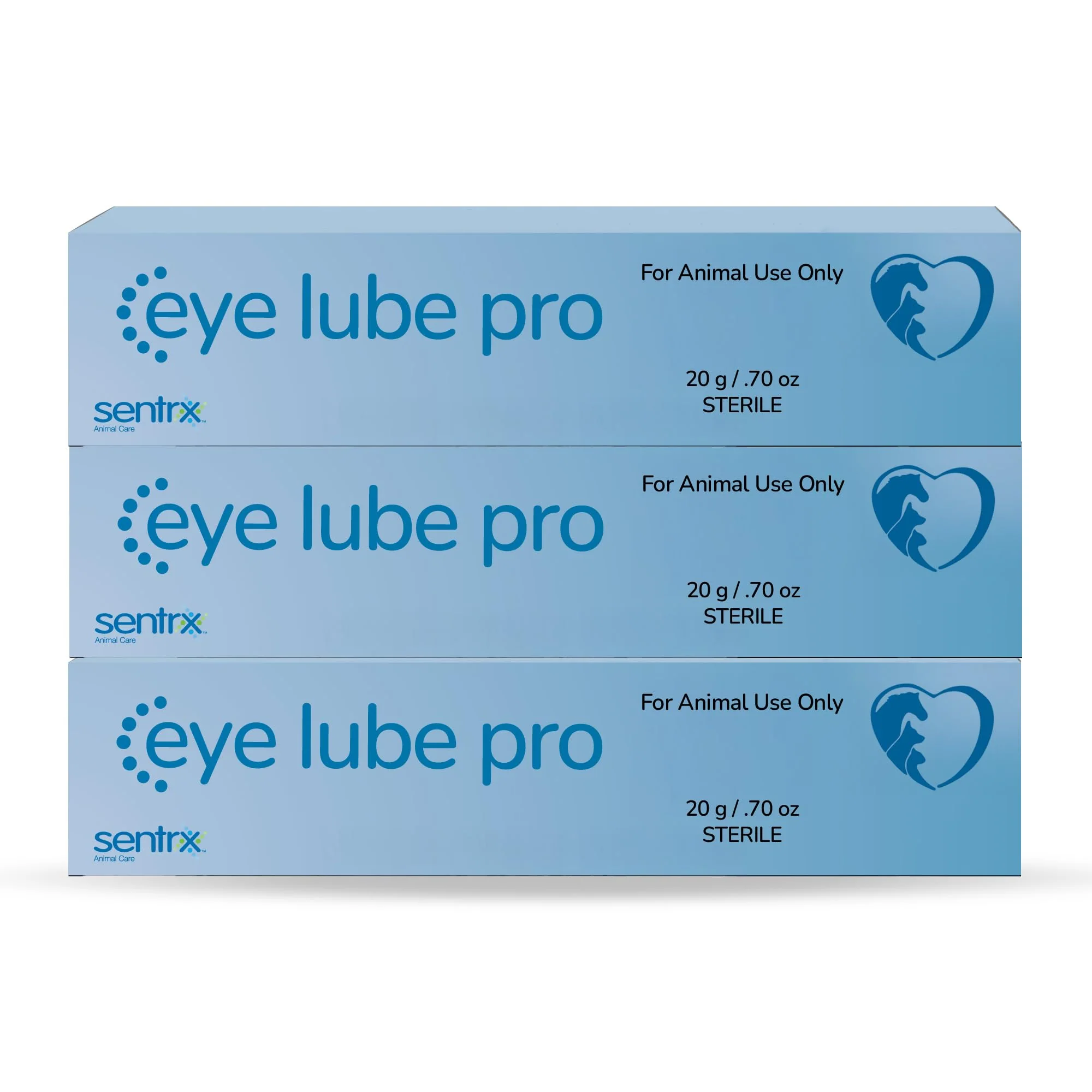 Pure Sentrx Eye Lube Pro Drops for Dogs Cats Horses Hydrating Hyaluronic Gel 20g 3 Pack Classic