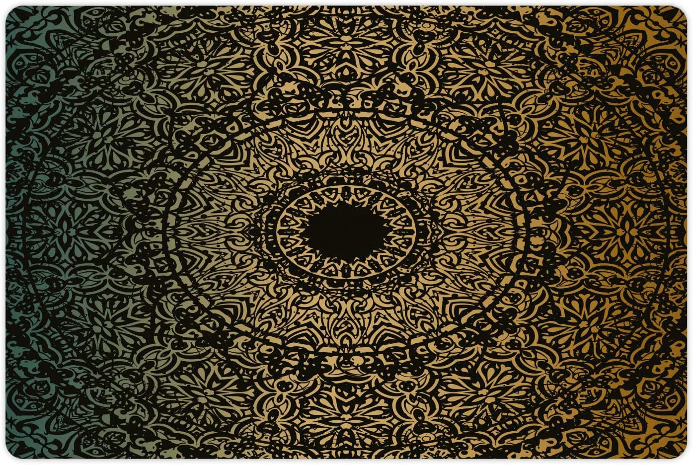 User-Friendly Lunarable Mandala Pet Mat for Food and Water Round Design Detailed Floral Pattern in Earthy Tones Non-Slip Rubber Mat for Dogs and Cats 18 X 12 Fern Green Proven
