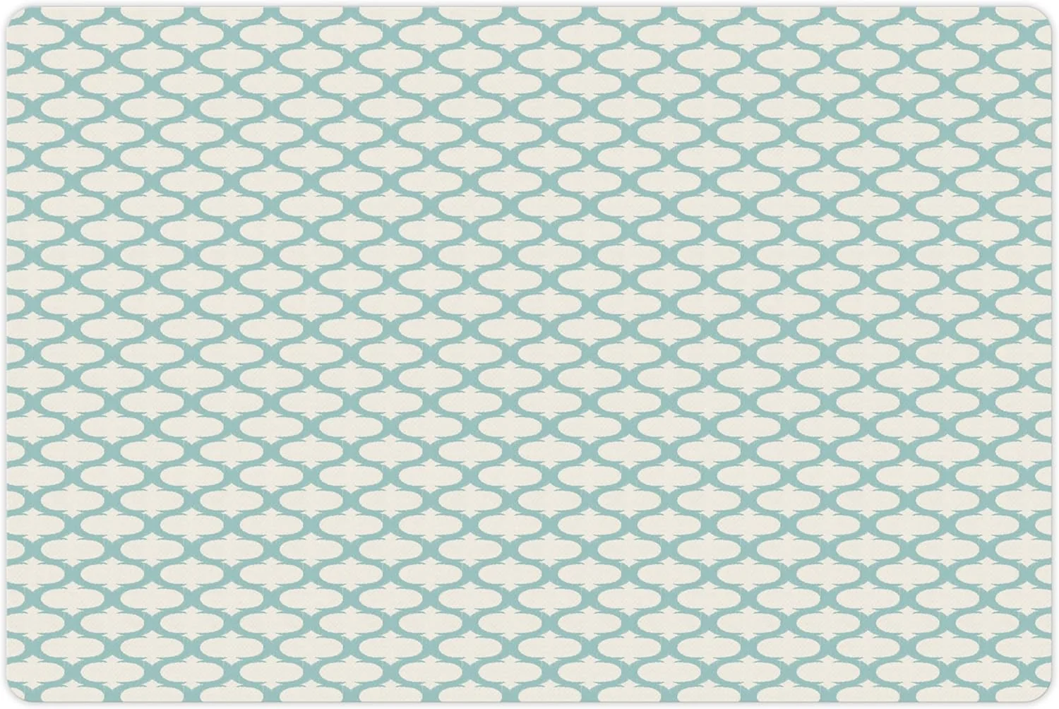 Quality Lunarable Ikat Pet Mat for Food and Water Mesh Patterns and Lines on Vintage Backdrop Retro Ikat Style Boho Print Non-Slip Rubber Mat for Dogs and Cats 18 X 12 Turquoise Cream Excellent