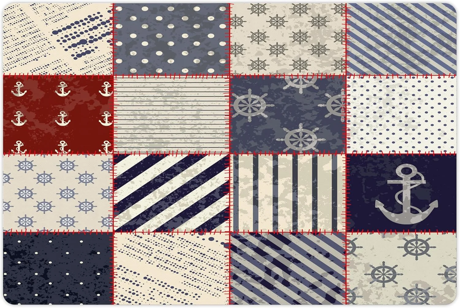 Excellent Lunarable Nautical Pet Mat for Food and Water Maritime and Nautical Life Design with Vintage Sailor Knot Anchor Motifs Non-Slip Rubber Mat for Dogs and Cats 18 X 12 Vermilion Blue Premium Material