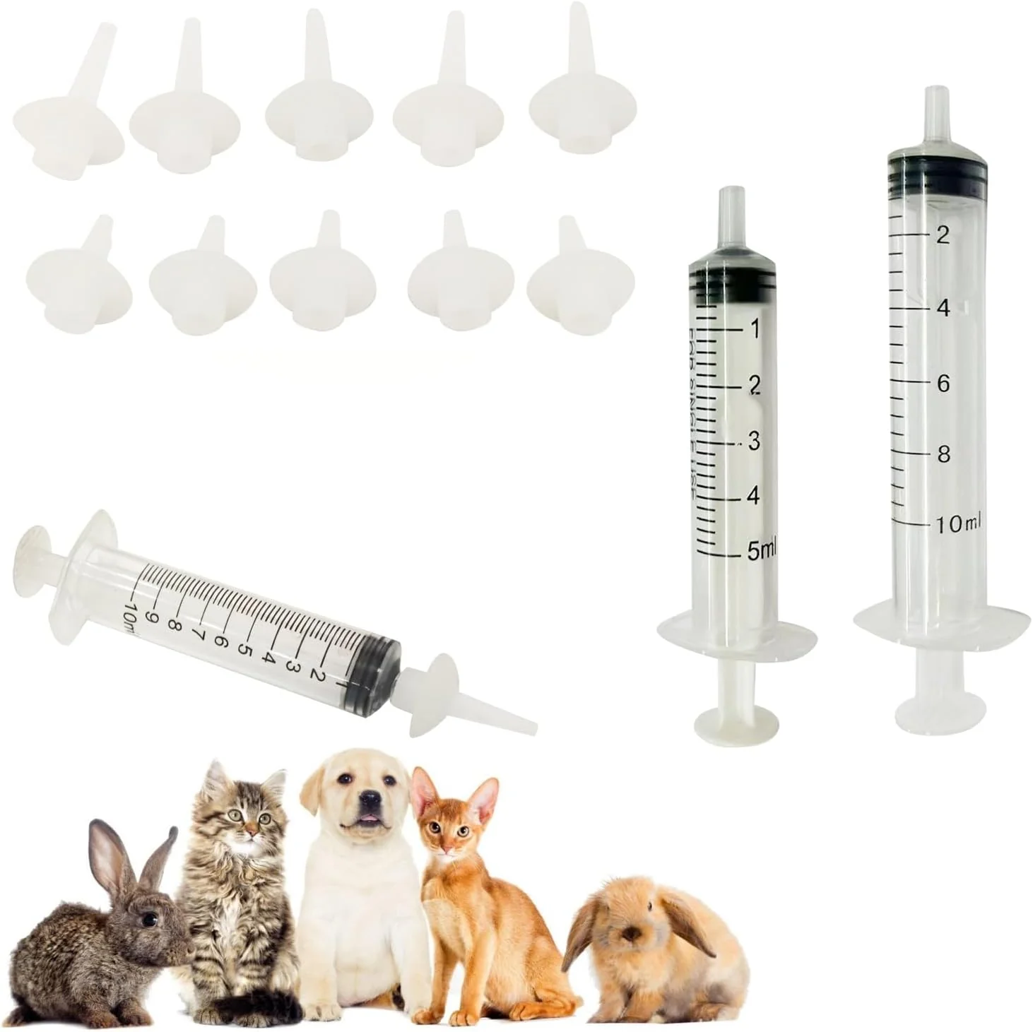 Relaxed Artecare 10 Pcs Kitten Feeding Nipples and Nursing Syringe Pet Nursing Nipples with Syringes Nipples for Puppies Nipple for Kittens Reusable for Newborn Kittens Puppies Rabbits Small Animals Natural