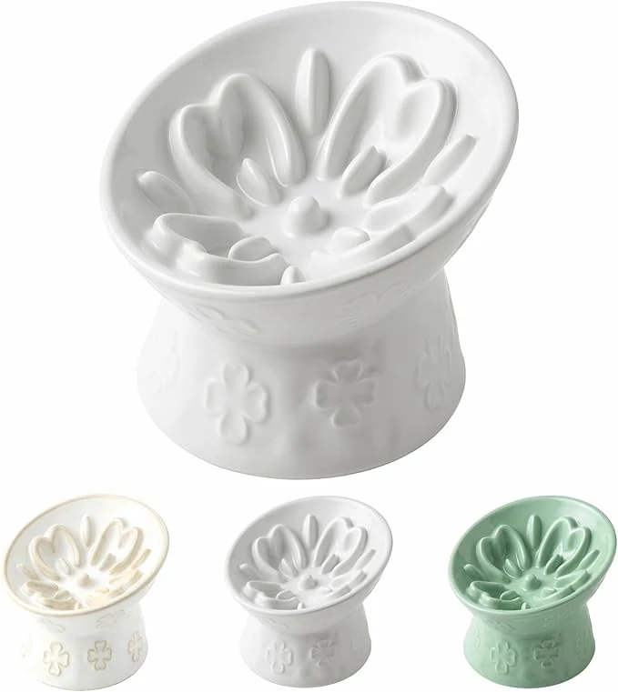 Advanced TRUVIC Ceramic Slow Feeder Cat Bowl 15° Tilted d Cat Slow Eating Bowl for Neck Protection Anti Vomiting Dog Slow Feeder Whisker Friendly No Black Chin for Cats and Small Dogs WhiteAbout ThisOverview Recyclable